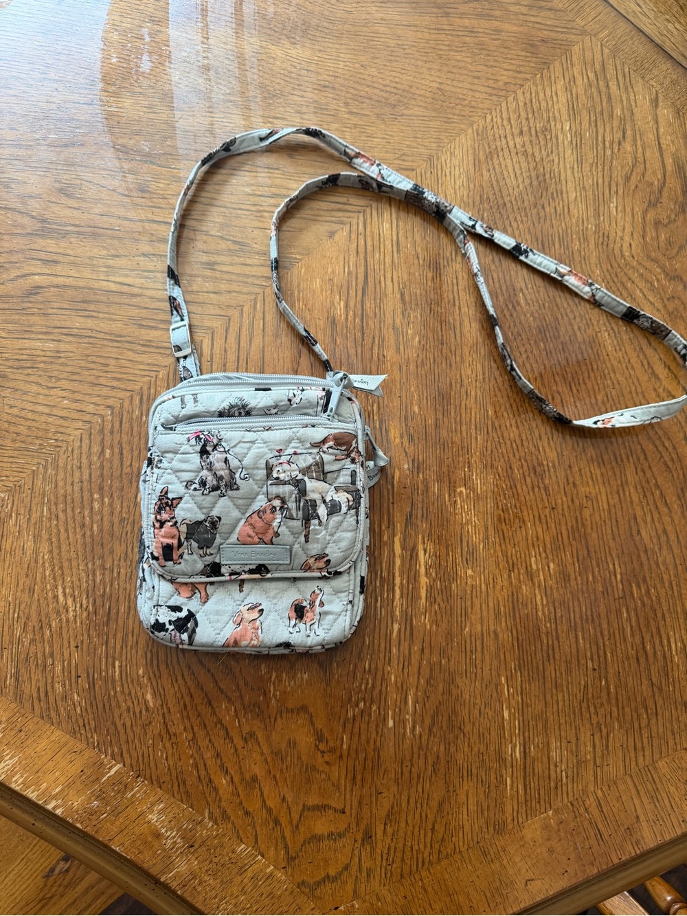 Vera Bradley Light Gray Quilted Crossbody with Dog Print